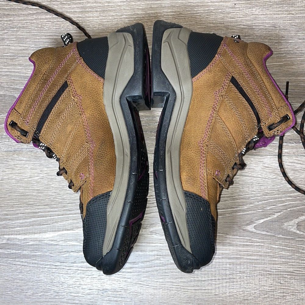 Ariat Terrain Pro H20 Women’s Size 9.5B Purple Brown Leather Trail Hiking Boot - Picture 9 of 12